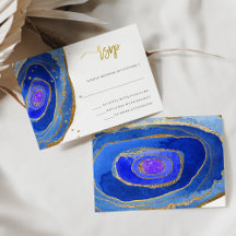 Aquarellblau-Geode mit Gold | Hochzeit
