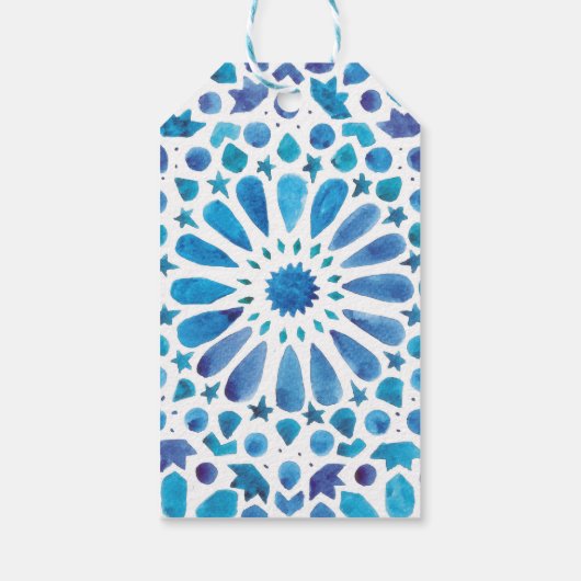 Aquarellblau Geschenkanhänger (Rückseite)