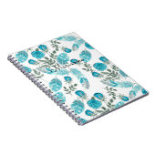 Aquarellblau gezeichnet Federn Blume Notizblock (Rechte Seite)