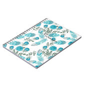 Aquarellblau gezeichnet Federn Blume Notizblock (Linke Seite)