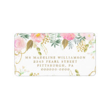 Aquarellblau & goldblütenfarbene Rücksendeadresse