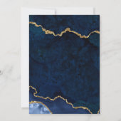 Aquarellblau Goldmarmor Agate Geode Lights Save The Date (Rückseite)