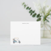 Aquarellblau Golfwagen, Golfer Personalisiert Dankeskarte (Stehend Vorderseite)