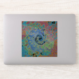 Aquarellblau Groovy Abstrakt Retro Liquid Swirl Aufkleber