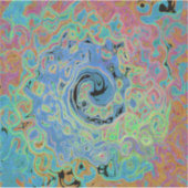 Aquarellblau Groovy Abstrakt Retro Liquid Swirl Aufkleber (Vorderseite)