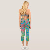 Aquarellblau Groovy Abstrakt Retro Liquid Swirl Capri Leggings (Rückseite)