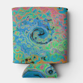 Aquarellblau Groovy Abstrakt Retro Liquid Swirl Dosenkühler (Rückseite)