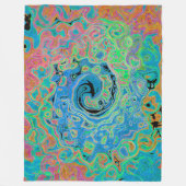 Aquarellblau Groovy Abstrakt Retro Liquid Swirl Fleecedecke (Vorderseite)