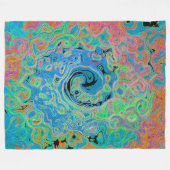 Aquarellblau Groovy Abstrakt Retro Liquid Swirl Fleecedecke (Vorderseite (Horizontal))