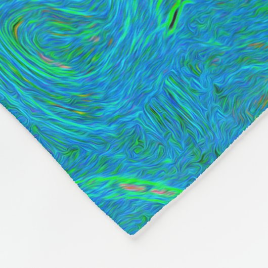 Aquarellblau Groovy Abstrakt Retro Liquid Swirl Fleecedecke (Ecke)