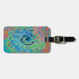 Aquarellblau Groovy Abstrakt Retro Liquid Swirl Gepäckanhänger