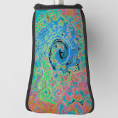 Aquarellblau Groovy Abstrakt Retro Liquid Swirl Golf Headcover (Rotieren 90)