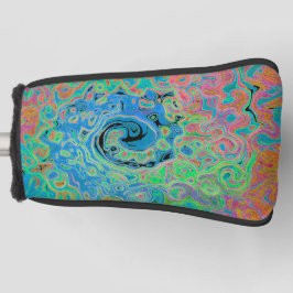 Aquarellblau Groovy Abstrakt Retro Liquid Swirl Golf Headcover