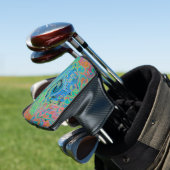 Aquarellblau Groovy Abstrakt Retro Liquid Swirl Golf Headcover (In Situ)