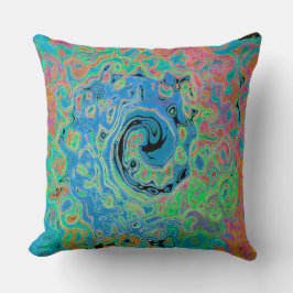 Aquarellblau Groovy Abstrakt Retro Liquid Swirl Kissen