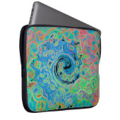 Aquarellblau Groovy Abstrakt Retro Liquid Swirl Laptopschutzhülle (Vorne Rechts)