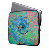 Aquarellblau Groovy Abstrakt Retro Liquid Swirl Laptopschutzhülle (Vorderseite Links)