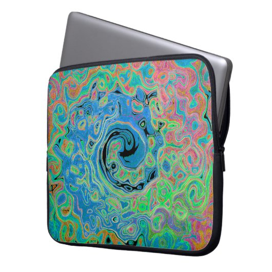 Aquarellblau Groovy Abstrakt Retro Liquid Swirl Laptopschutzhülle (Vorderseite Links)