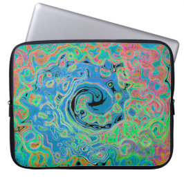 Aquarellblau Groovy Abstrakt Retro Liquid Swirl Laptopschutzhülle