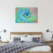 Aquarellblau Groovy Abstrakt Retro Liquid Swirl Leinwanddruck (Insitu (Schlafzimmer))
