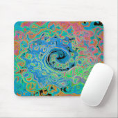 Aquarellblau Groovy Abstrakt Retro Liquid Swirl Mousepad (Mit Mouse)