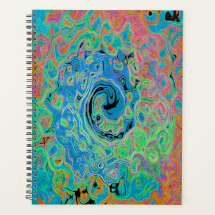Aquarellblau Groovy Abstrakt Retro Liquid Swirl Planer