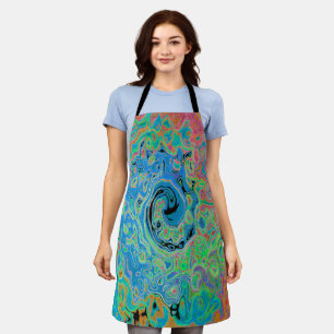 Aquarellblau Groovy Abstrakt Retro Liquid Swirl Schürze