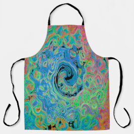Aquarellblau Groovy Abstrakt Retro Liquid Swirl Schürze