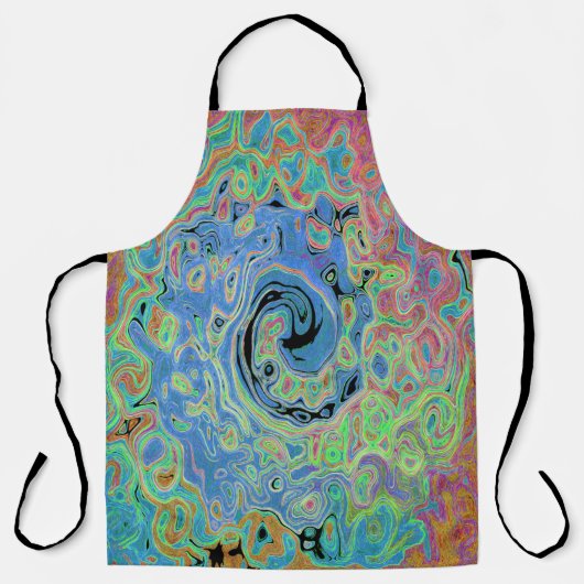 Aquarellblau Groovy Abstrakt Retro Liquid Swirl Schürze (Vorderseite)