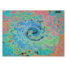 Aquarellblau Groovy Abstrakt Retro Liquid Swirl Tischdecke