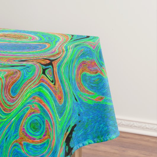 Aquarellblau Groovy Abstrakt Retro Liquid Swirl Tischdecke (Beispiel)