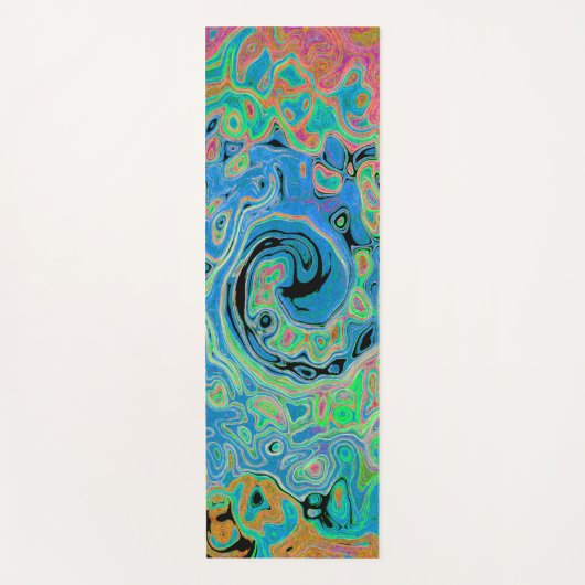 Aquarellblau Groovy Abstrakt Retro Liquid Swirl Yogamatte (Vorderseite)