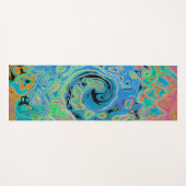 Aquarellblau Groovy Abstrakt Retro Liquid Swirl Yogamatte (Vorderseite (Horizontal))