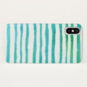 Aquarellblau-grün gestreiftes Muster Case-Mate iPhone Hülle (Rückseite (Horizontal))