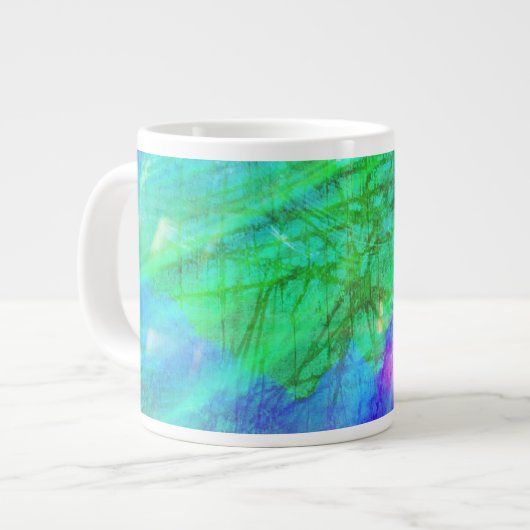 Aquarellblau, grün Jumbo-Tasse (Vorderseite Links)