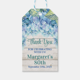 Aquarellblau Hydrangea 80. Geburtstag Geschenkanhänger