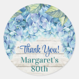 Aquarellblau Hydrangea 80. Geburtstag Runder Aufkleber