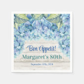 Aquarellblau Hydrangea 80. Geburtstag Serviette (Vorderseite)