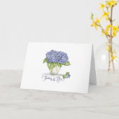 Aquarellblau Hydrangea Blume Denken Sie an Sie Karte (Gelbe Blume)