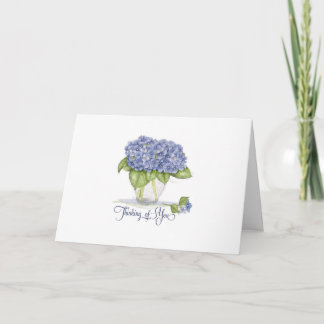 Aquarellblau Hydrangea Blume Denken Sie an Sie Karte