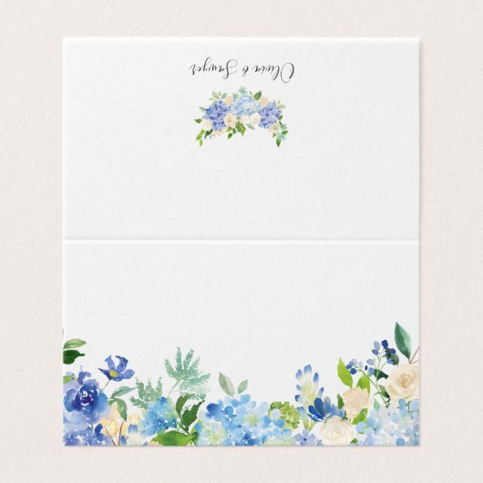 Aquarellblau Hydrangea Blumengarland (Außenseite Aufgefaltet)