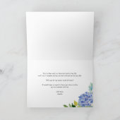 Aquarellblau Hydrangea Blütenmatron der Ehre Karte (Innenseite)
