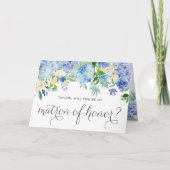 Aquarellblau Hydrangea Blütenmatron der Ehre Karte (Vorderseite)
