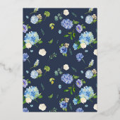 Aquarellblau Hydrangea Brautparty Folieneinladung (Rückseite)