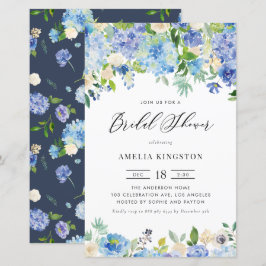 Aquarellblau Hydrangea Bridal Dusche Einladung