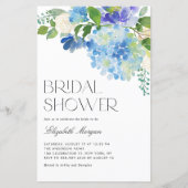 Aquarellblau Hydrangea Bridal Dusche Einladung (Vorderseite)