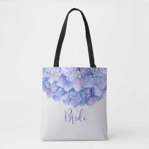 Aquarellblau Hydrangea Pearl Brautparty Tasche
