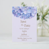 Aquarellblau Hydrangea Pearl Save The Date (Stehend Vorderseite)