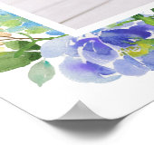 Aquarellblau Hydrangea Rahmen Foto Abschluss Poster (Ecke)