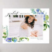 Aquarellblau Hydrangea Rahmen Foto Abschluss Poster (Vorne)